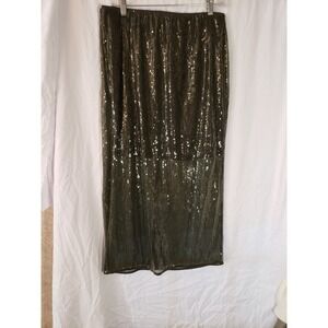 Women's A New Day Green Sequined Midi Pull On Skirt Size M